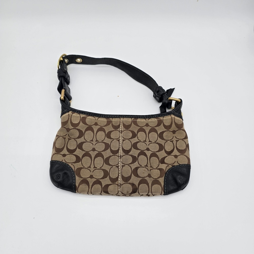 Coach Signature C Jacquard Small Hobo Bag Brown Black Leather H0726-11430